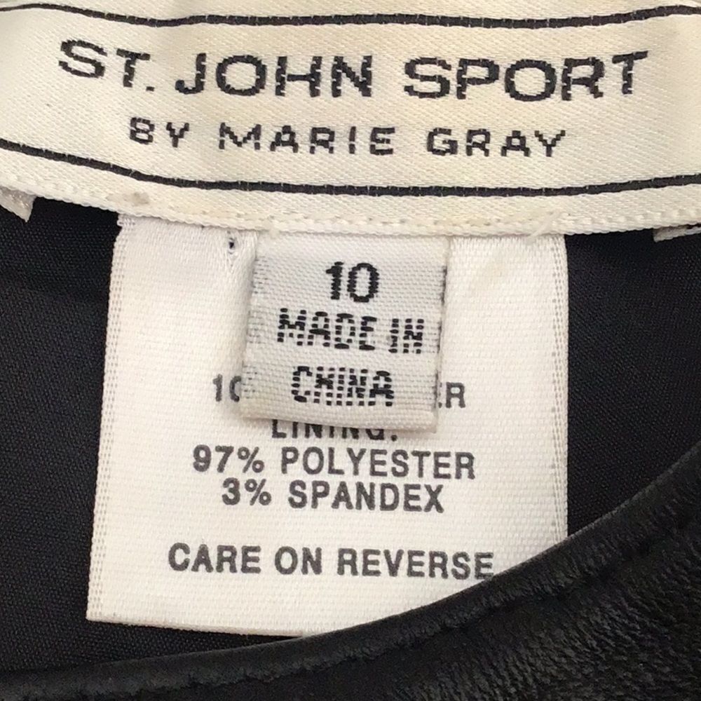 St. John Sport Black 100% Leather Straight Leg Zip Pocket Ankle Pants - Picture 15 of 16